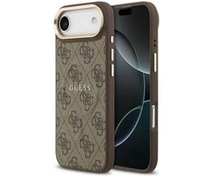 Guess PU Leather 4G Gold Frame MagSafe dėklas skirtas Apple iPhone 17 Air rudos spalvos