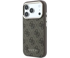 Dėklas Guess PU Leather 4G Gold Frame MagSafe Case for iPhone 18 Pro Max Brown