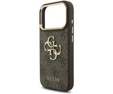 Dėklas Guess 4G Big 4G Classic Logo skirtas iPhone 18 Pro / iPhone 17 Pro rudas auksinis