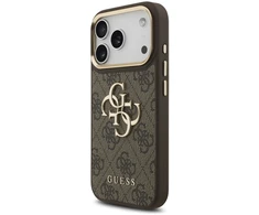 Dėklas Guess 4G Big 4G Classic Logo do iPhone 18 Pro / 17 Pro ruda auksinė