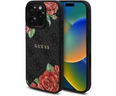 Guess GUHMP16LP4ROPEMCK Apple iPhone 16 Pro 6.3″ dėklas telefonui juodos spalvos 4G Flowers Print MagSafe