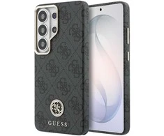 Guess PU Leather 4G Strass Logo Gold Frame Magnetic dėklas skirtas Samsung Galaxy S26 Ultra juodos spalvos