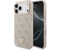 „Guess“ PU odos 4G strass trikampio logotipo auksinio rėmelio „MagSafe“ dėklas, skirtas „iPhone 18 Pro Max“, rožinis