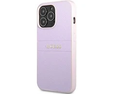 Dėklas Guess GUHCP13LPSASBPU iPhone 13 Pro / 13 6,1" purpurowy/violetinė Saffiano Hot Stamp &amp; Metal Logo
