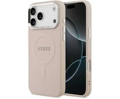 Guess PU Saffiano MagSafe dėklas skirtas Apple iPhone 17 Pro rožinės spalvos