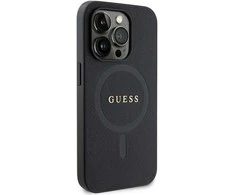 Guess PU Saffiano MagSafe dėklas skirtas Apple iPhone 15 Pro Max juodos spalvos