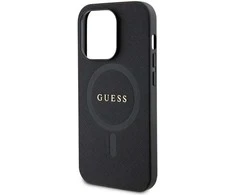 Guess PU Saffiano MagSafe dėklas skirtas Apple iPhone 15 Pro Max juodos spalvos