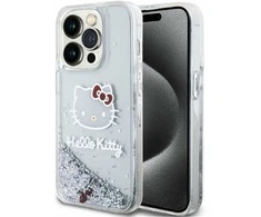 Apple iPhone 15 Pro Hello Kitty dėklas Liquid Glitter Charms Kitty Head (HKHCP15LLIKHET) sidabrinės spalvos