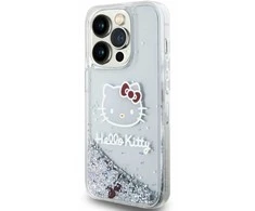 Apple iPhone 13 Pro Hello Kitty dėklas Liquid Glitter Charms Kitty Head (HKHCP13LLIKHET) sidabrinės spalvos