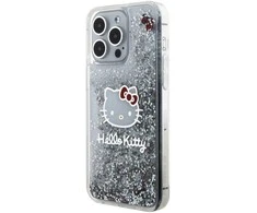 Hello Kitty HKHCP15XLIKHET Apple iPhone 15 Pro Max 6.7″ sidabrinis kietas dėklas Liquid Glitter Charms Kitty