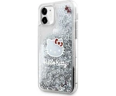 Apple iPhone 11 Hello Kitty dėklas Liquid Glitter Charms Kitty Head (HKHCN61LIKHET) sidabrinės spalvos