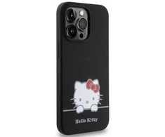 Hello Kitty Liquid Silicone Daydreaming Logo dėklas telefonui Apple iPhone 13 Pro juodos spalvos