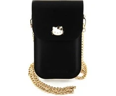 Hello Kitty odinis dėklas krepšys Metal Logo Chain (HKOWBPGHDLMK) juodos spalvos