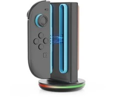 iPega SW2051 Charger Dock with RGB for JoyCon Controllers Nintendo Switch 2 juodos spalvos
