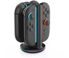 iPega SW2051 Charger Dock with RGB for JoyCon Controllers Nintendo Switch 2 juodos spalvos