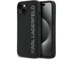 Karl Lagerfeld 3D Rubber Glitter Logo Apple iPhone 14 dėklas telefonui juodos spalvos