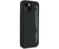 Karl Lagerfeld 3D Rubber Glitter Logo Apple iPhone 14 dėklas telefonui juodos spalvos