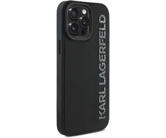 Karl Lagerfeld 3D Rubber Glitter Logo Apple iPhone 15 Pro Max dėklas telefonui juodos spalvos