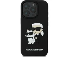 Karl Lagerfeld 3D Rubber Karl and Choupette Apple iPhone 16 Pro Max dėklas telefonui juodos spalvos