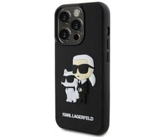 Karl Lagerfeld 3D Rubber Karl and Choupette Apple iPhone 13 Pro dėklas telefonui juodos spalvos