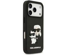 Karl Lagerfeld 3D Rubber Karl and Choupette dėklas skirtas Apple iPhone 17 Pro juodos spalvos