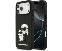 Karl Lagerfeld 3D Rubber Karl and Choupette dėklas skirtas Apple iPhone 17 Pro Max juodos spalvos
