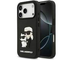 Karl Lagerfeld 3D Rubber Karl and Choupette dėklas skirtas Apple iPhone 17 Pro juodos spalvos