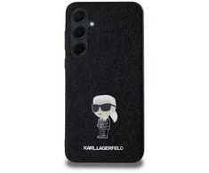 Samsung Galaxy A35 5G Karl Lagerfeld dėklas Fixed Glitter Ikonik Logo Metal Pin (KLHCSA35GKNPSK) juodos spalvos