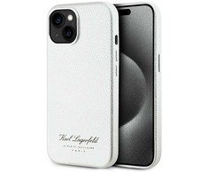 Karl Lagerfeld Grained PU Hotel RSG dėklas telefonui Apple iPhone 15 pilkos spalvos