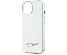 Karl Lagerfeld Grained PU Hotel RSG dėklas telefonui Apple iPhone 15 pilkos spalvos