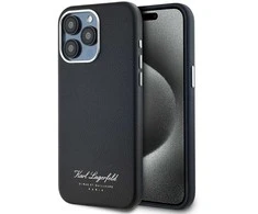 Karl Lagerfeld Grained PU Hotel RSG dėklas telefonui Apple iPhone 15 Pro Max juodos spalvos