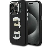 Karl Lagerfeld Grained PU K&CH Heads dėklas skirtas Apple iPhone 15 Pro juodos spalvos