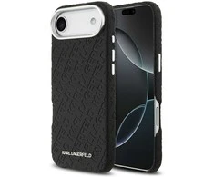 Karl Lagerfeld Grained PU Repeated Logo MagSafe dėklas skirtas Apple iPhone Air juodos spalvos