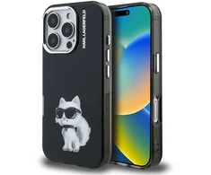 Karl Lagerfeld IML Aquarelle Choupette dėklas Apple iPhone 16 Pro Max juodos spalvos