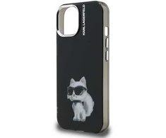Karl Lagerfeld IML Aquarelle Choupette dėklas Apple iPhone 15 juodos spalvos