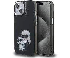 Karl Lagerfeld IML Aquarelle Karl and Choupette dėklas Apple iPhone 15 juodos spalvos