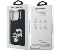 Karl Lagerfeld IML Aquarelle Karl and Choupette dėklas Apple iPhone 15 Pro juodos spalvos