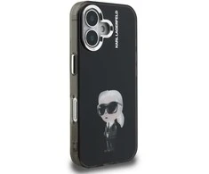 Karl Lagerfeld IML Aquarelle Karl dėklas Apple iPhone 16 juodos spalvos