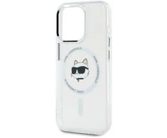 Karl Lagerfeld KLHMP15LHLSCHH Apple iPhone 15 Pro 6.1″ baltos spalvos kietas dėklas IML Metal Choupette Head MagSafe