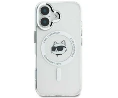 Karl Lagerfeld IML Metal Choupette Head MagSafe Apple iPhone 16 - dėklas telefonui baltos spalvos