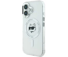Karl Lagerfeld KLHMP16SHLSCHH Apple iPhone 16 6.1″ baltos spalvos kietas dėklas IML Metal Choupette Head MagSafe