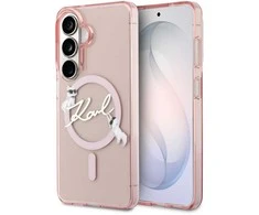 Karl Lagerfeld IML Choupette Karl Script Logo Magnetic dėklas skirtas Samsung Galaxy S26 Rožinė
