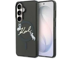 Karl Lagerfeld IML Choupette Karl Script Logo Magnetic dėklas skirtas Samsung Galaxy S26 juodos spalvos