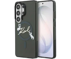 Karl Lagerfeld IML Choupette Karl Script Logo Magnetic dėklas skirtas Samsung Galaxy S26 Ultra juodos spalvos