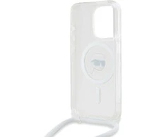 Apple iPhone 15 Pro Karl Lagerfeld dėklas Silicone Choupette Head MagSafe (KLHMP15LHCKHNT) skaidrus