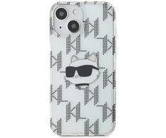 Apple iPhone 13 / 14 / 15 Karl Lagerfeld dėklas IML Choupette Head &amp; Monogram (KLHCP15SHKLPCHT) skaidrus