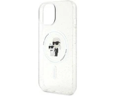 Apple iPhone 15 Karl Lagerfeld dėklas Karl&Choupette Glitter MagSafe (KLHMP15SHGKCNOT) skaidrus