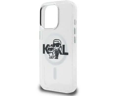 Karl Lagerfeld IML Glitter Karl and Choupette Sketch MagSafe dėklas Apple iPhone 15 Pro Max skaidrus