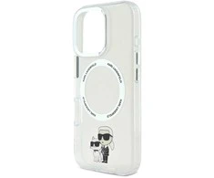 Karl Lagerfeld IML Karl and Choupette MagSafe dėklas skirtas iPhone 16 Pro skaidrus