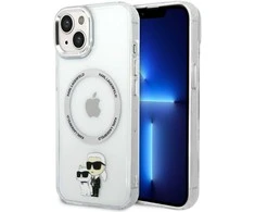 Karl Lagerfeld IML Karl and Choupette MagSafe dėklas telefonui Apple iPhone 15 skaidrus